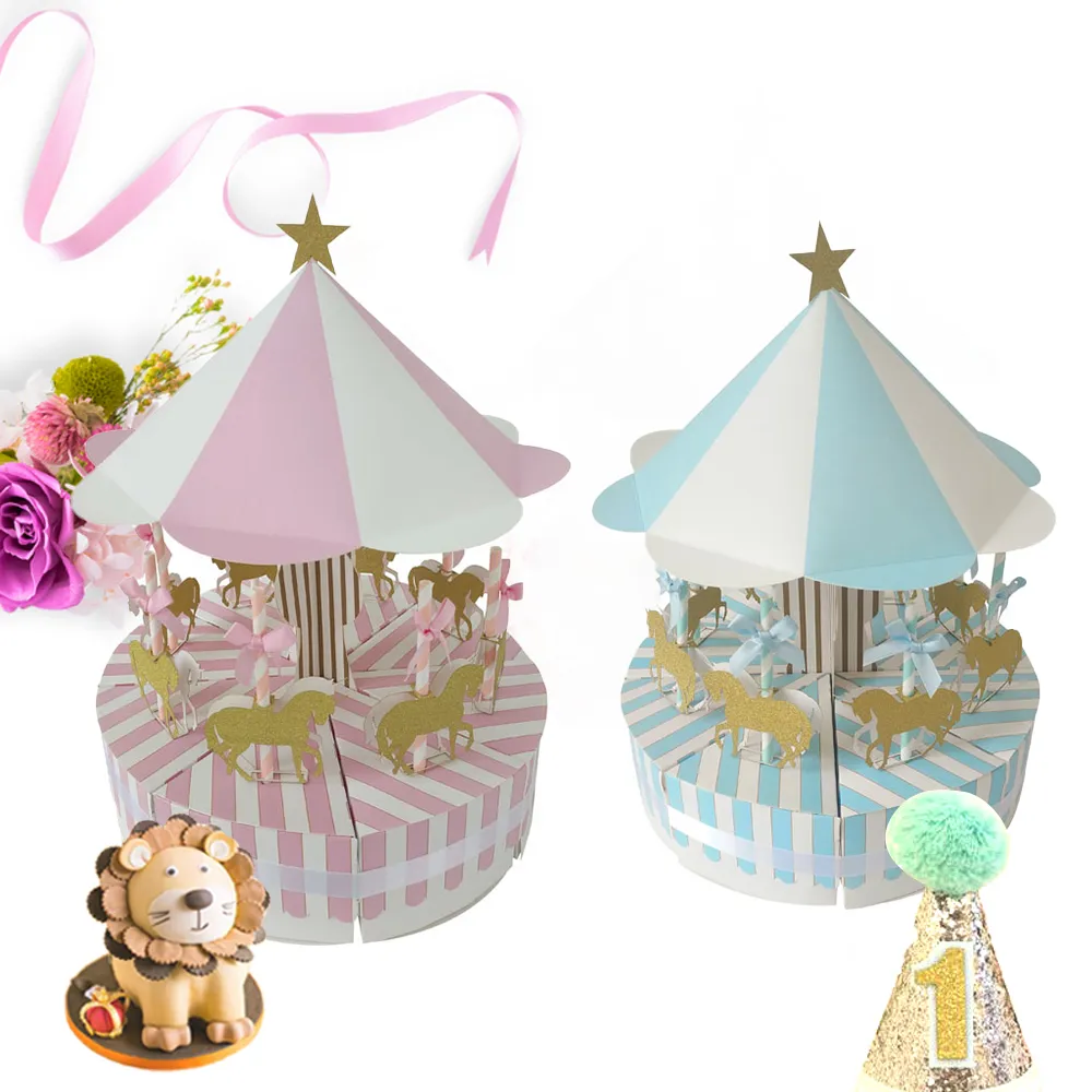 Karussell-Geschenktüten-Box für Party, Babyparty, Papier-Schokoladenschachteln, Paket, Hochzeitsgeschenke, Süßigkeitenschachteln