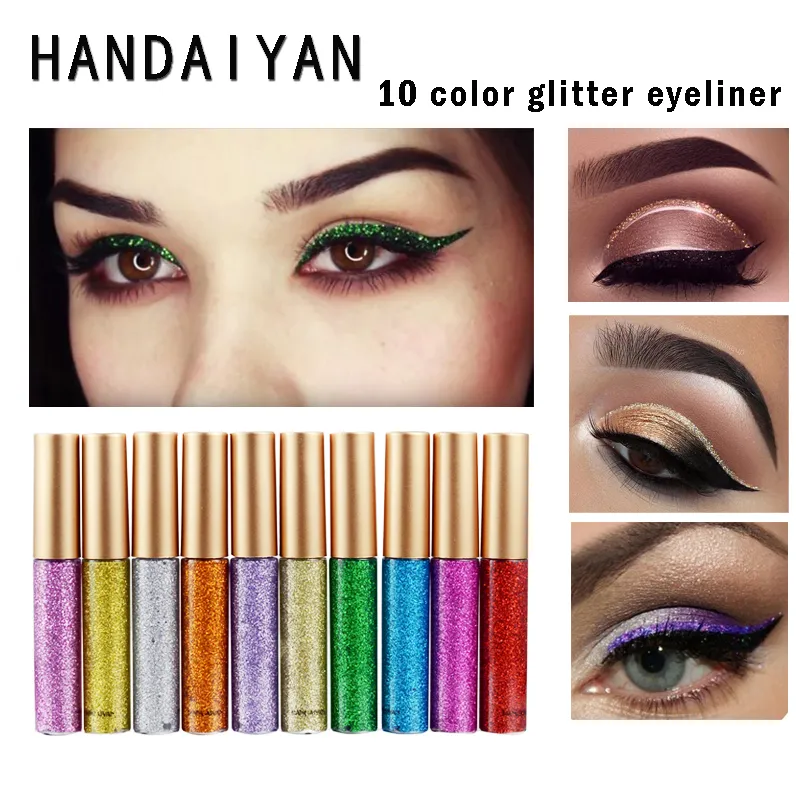 Handaiyan kleurrijke glanzende glitter vloeibare eyeliner potlood langdurig waterdicht gemakkelijk te dragen glans Sexy oog voering pen