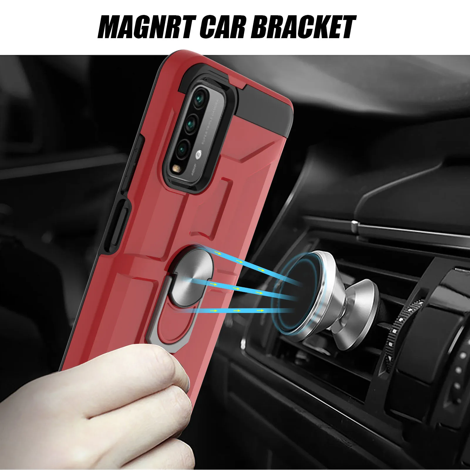 Cases With Magnetic Metal Ring Shockproof Armor For Redmi 9 Power Note 9 4g Tpu Hard Back Protector