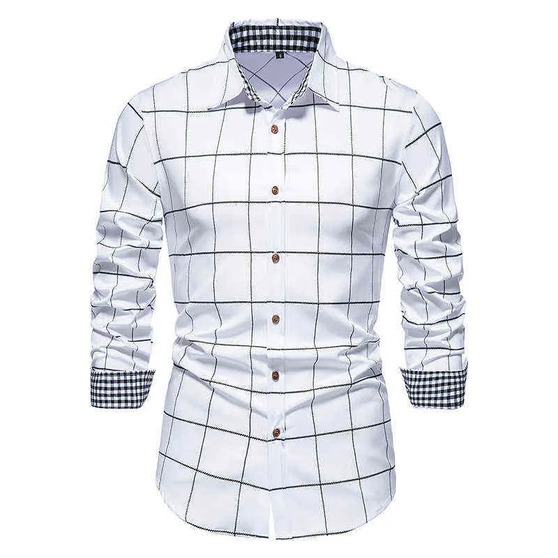 Boute Western à plaid noir Men de marque Brand Slim Fit Long Mans Mens Shirts Business Work Casual Chemise Homme xxl L220704