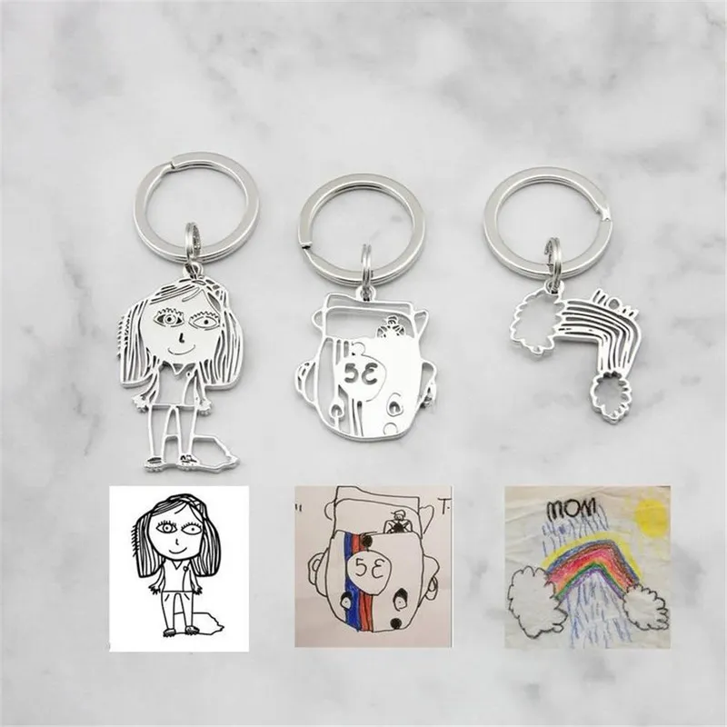 Aurolaco Actual Kids Drawge Chackain Индивидуальное название имени KeyChain Дети художественное ожерель