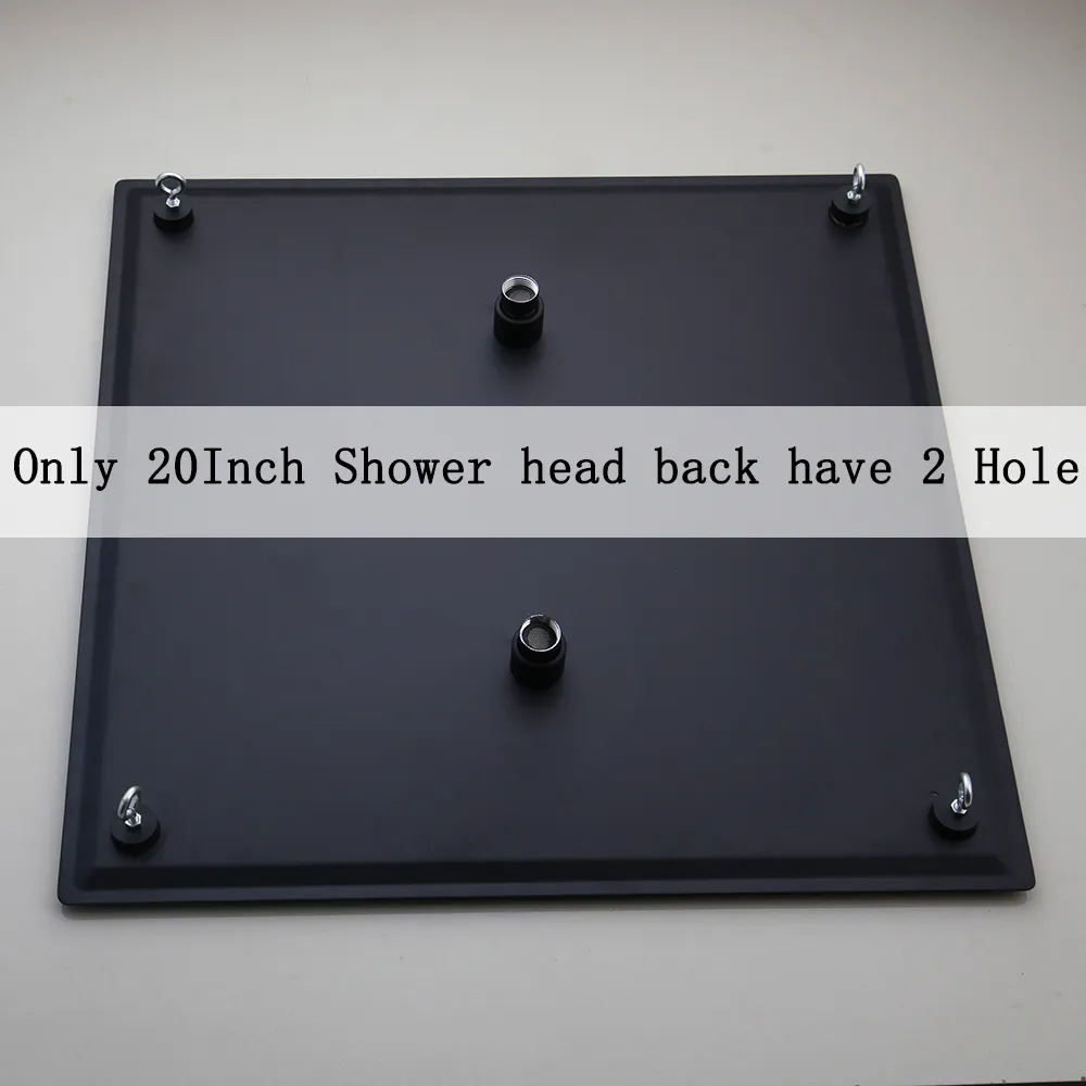 Svart LED fyrkantigt regn rostfritt stål duschhuvud ultratin val badrum tak monterat