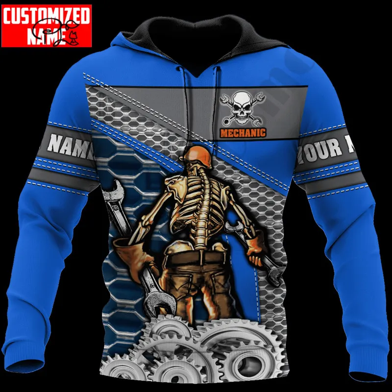 PLstar Cosmos 3DPrinted est Mechanic Skull Nome personalizzato Unique Funny Hrajuku Streetwear Unisex Felpe con cappuccio casual Felpa con zip 5 220713