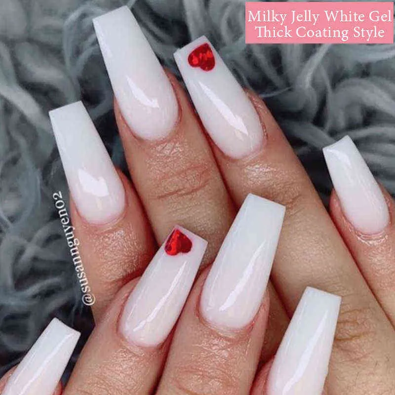 NXY Nagelgel 7 5 ml Milky Jelly White Polish s Clear Pink Extend Tips Soak Off Led Uv Varnish 0328