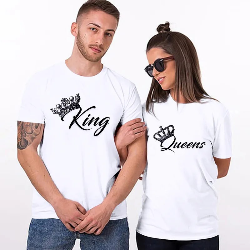 3D 커스텀 커플 티셔츠 패션 킹과 퀸 스트리트 스타일 2-PEC TSHIRTS 남자 여자 캐주얼 티 크기 6XL 드롭쉽 도매 220619