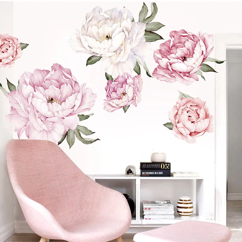 Vinyle Stickers Muraux Fleurs Salon Décoration Pivoine Autocollant Pour Stickers Muraux Pour Enfants Chambres Fleur De Vie Wall Sticker 220510