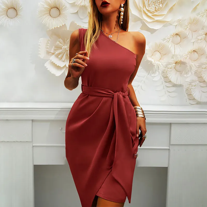 الصيف غير النظامية حزب اللباس السيدات بلون بلا أكمام فساتين bodycon