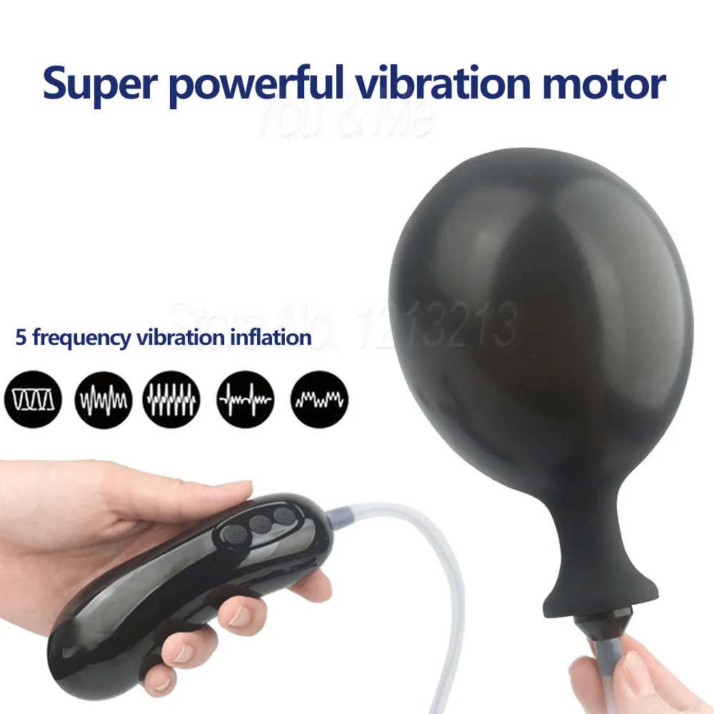 Super kraftfull vibration Uppblåsbar stor rumpa Plug stor anal dildo vibrator anus vagina dilator prostata massager USB laddning