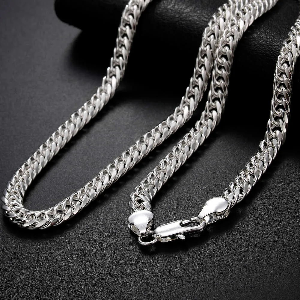Стерлинговое ожерелье мода серебристый бренд 925 для мужской классической личности 6 мм цепочки 24 дюймов рождественские подарки вечеринка точные украшения
