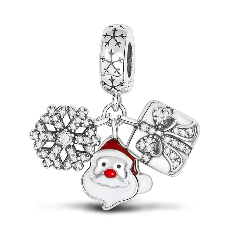 925 Sterling Silver Dangle Charm Fazendo Presente para Amor Amigo Snow Papai Noel Lipstick Contas Fit Fit Pandora Charms Bracelet Diy Jóias Acessórias de jóias