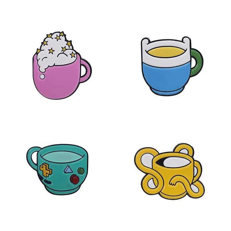 Badge d'huile goutte à goutte en alliage, dessin animé mignon, tasse à café, broche, accessoires de collier à la mode