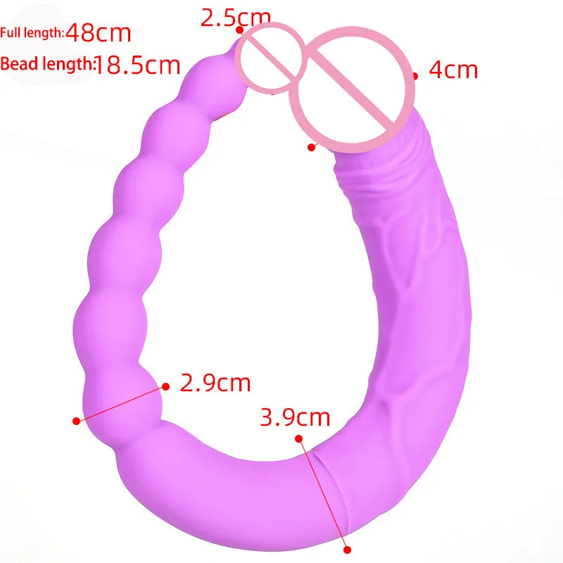 Long Soft Silica Gel Double Head Dildos Big Pull Bead Anal Plug Stimulating Prostate Lesbian Vaginal Dilator sexy Toys for Women