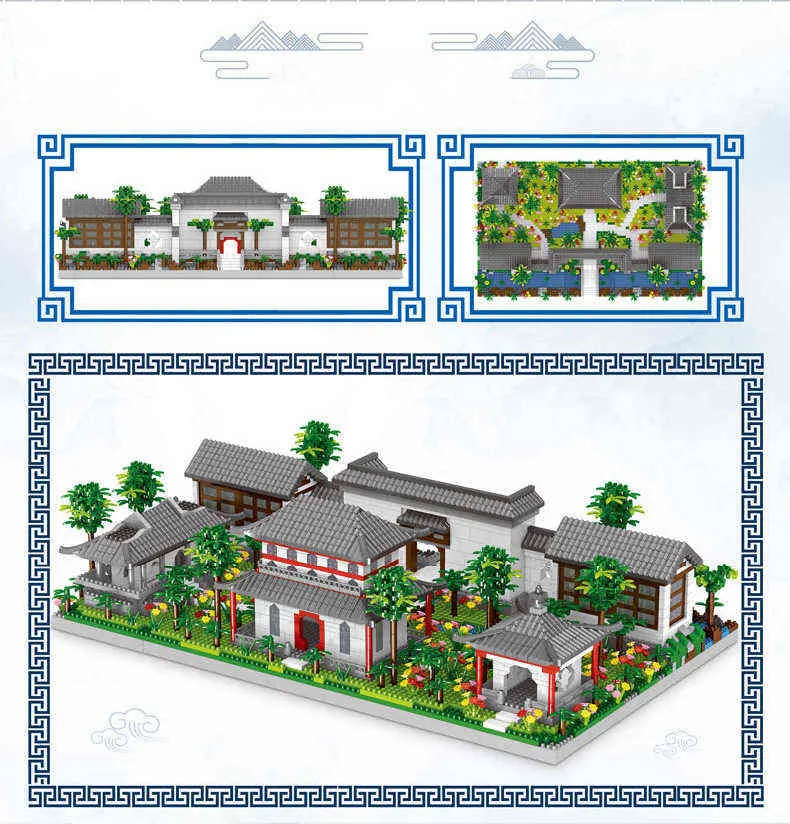 Classic Nanobricks Nanobricks China Tradizionale Architettura Micro Diamond Block in Suzhou Gardens Building Builds Collection J220624