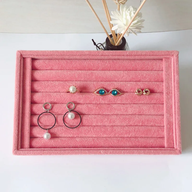 Velvet smycken Platta brickor Box Earring Rings Storage Box Jewely Case Display Bekväma charmiga kvinnliga ringar Makeup 220812