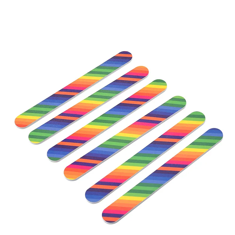 Rainbow Pattern Sandpaper Nail File Home-useEmery Board両面摩擦ストリップカラーツール