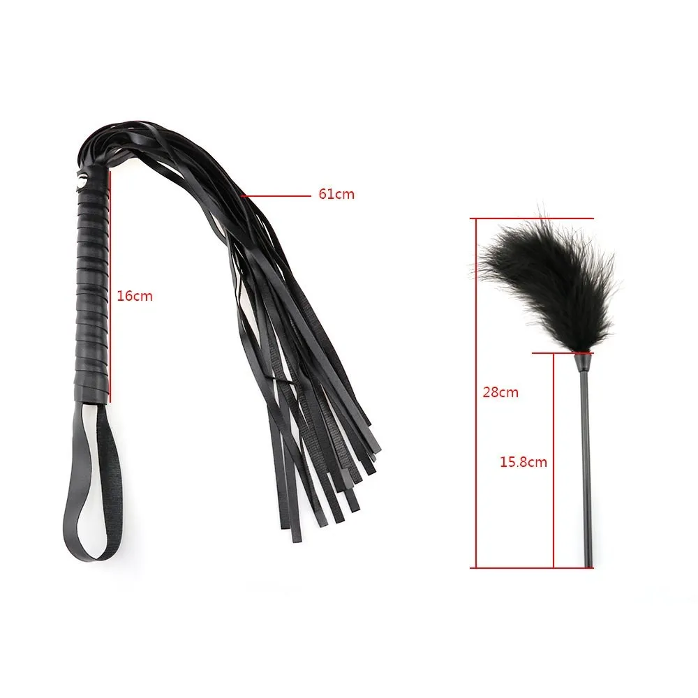 10 datorerFlush Handcuffs Slave Restraints Sexiga leksaker för par BDSM Bondage Whip Eye Mask Nipple Clip Restrain Rope