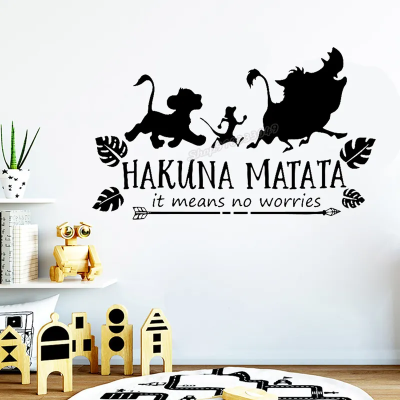Мультипликационные наклейки на стены левки цитаты мультфильм Хакуна Матата означает, что наклейка на животные для декора для детской комнаты виниловая наклейка C723 220607