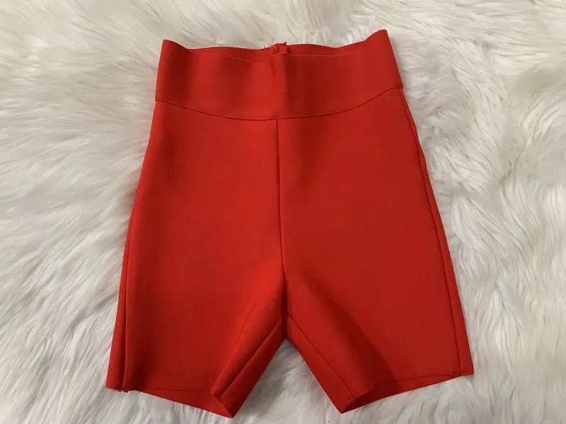 9 kleuren Bandage Shorts Wit Zwart Grijs Bandage Korte Broek Hoge Taille Topkwaliteit Rayon Vintage Shorts 220419