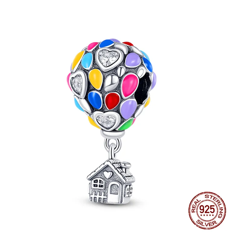 925 Gümüş Fit Pandora Charm 925 Bilezik Ev Araba Tren Uçak Serisi Takılar Set Kolye Diy İnce Boncuk Mücevherleri