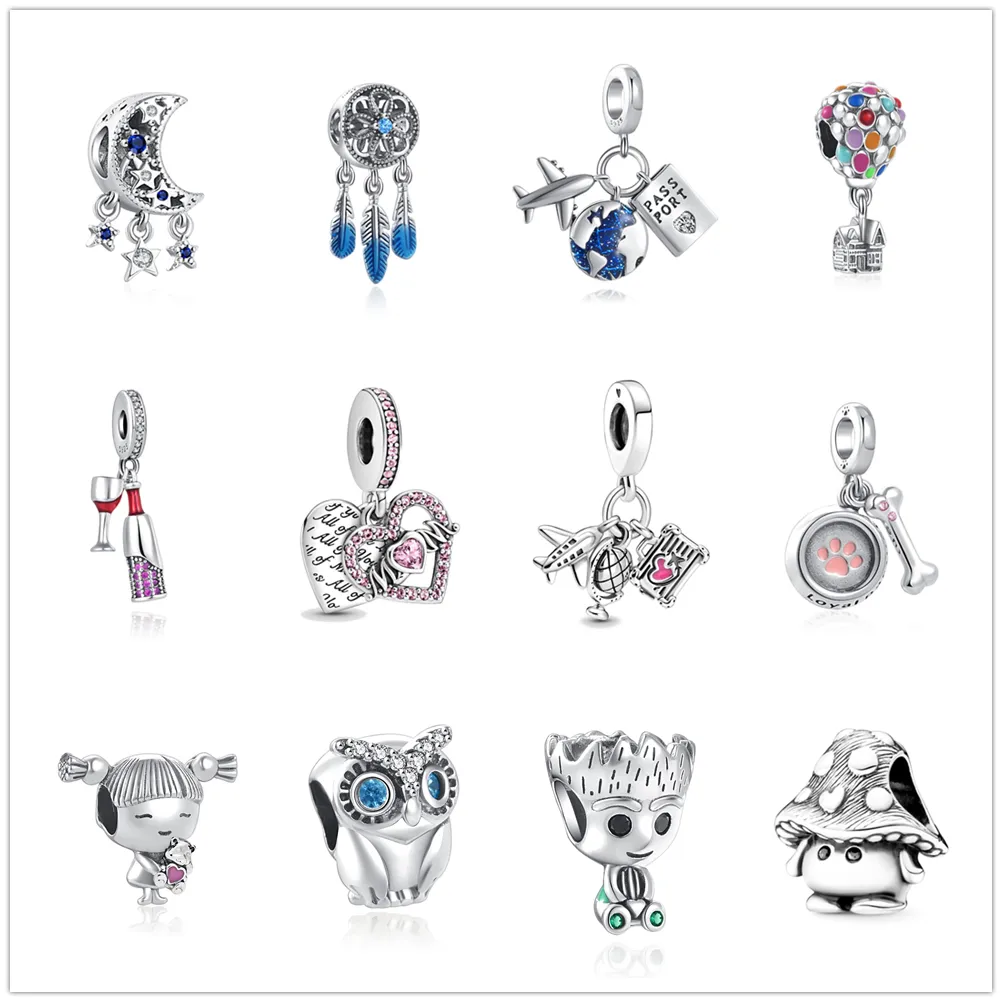 Charms in argento sterling e ciondolo donna gioielli galassia cielo stellato charms perline originale Fit Pandora braccialetto creazione di gioielli regalo fai da te