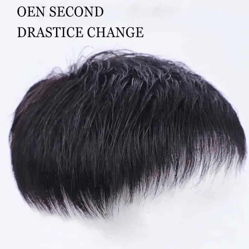 Men Hair Synthetische korte pruiken voor mannen Male Black Wig Natural Young Man Balding Sparse Crew Cut Style PageUp 0527
