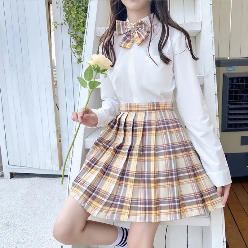 Koreaanse versie van geplooide rok hoge taille zomer dames sexy plaid mini-dans 220401