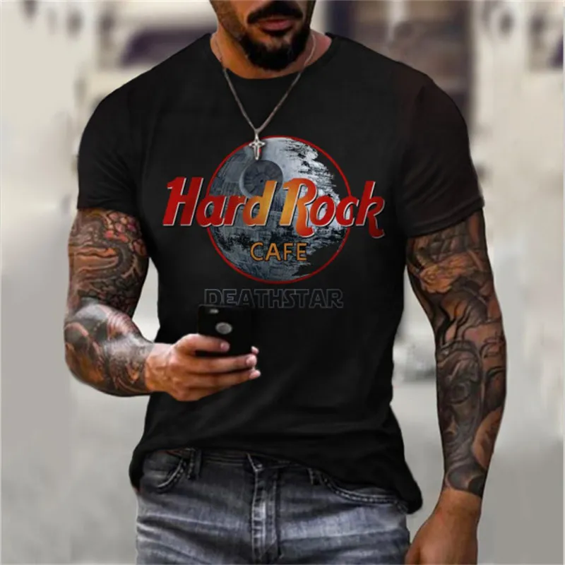 Hard Rock Pattern 3D Print Мужская рубашка Summer Casual All Match Oversize T shirts Свободные негабаритные дышащие спортивные топы 220629