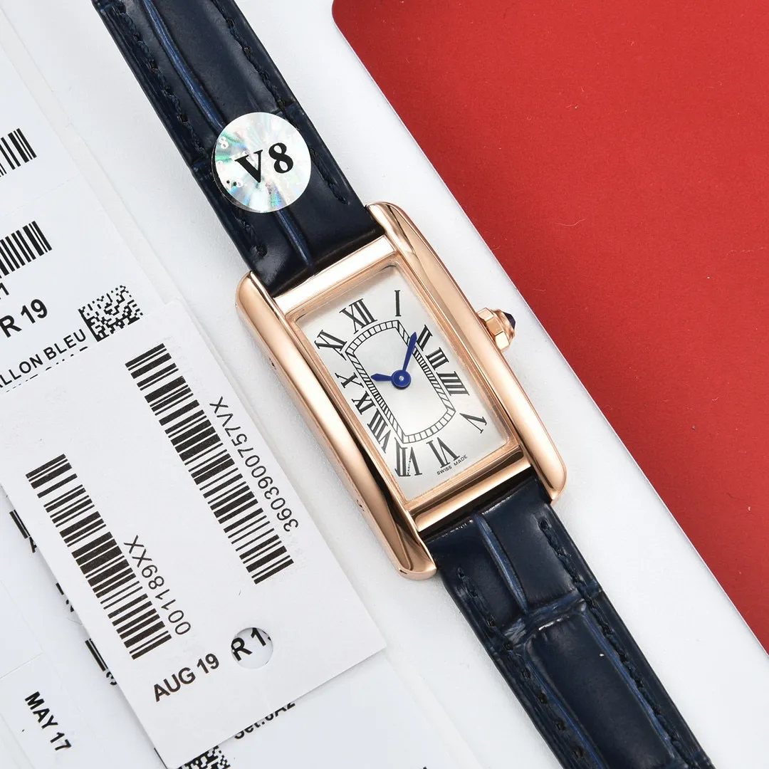 Nieuwe dame horloge vrouw rosé gouden kast witte wijzerplaat horloge quartz uurwerk jurk horloges lederen band 08-3272L