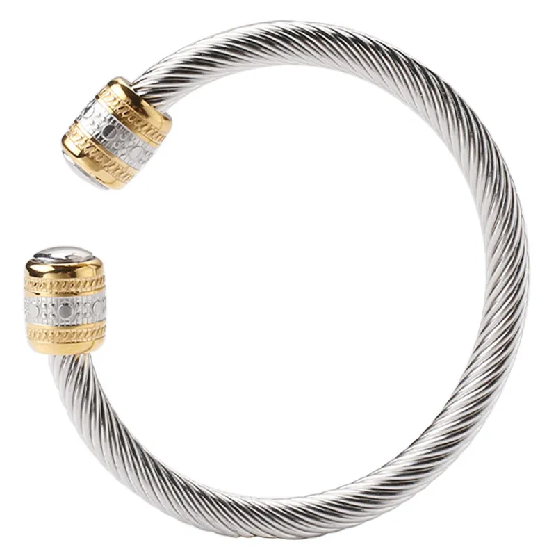 Designer Bangle Gold Titanium Steel Bracelet Polka Dot Pattern Ne se décolore pas ed Wire bracelets designer Black Onyx hip hop je295t