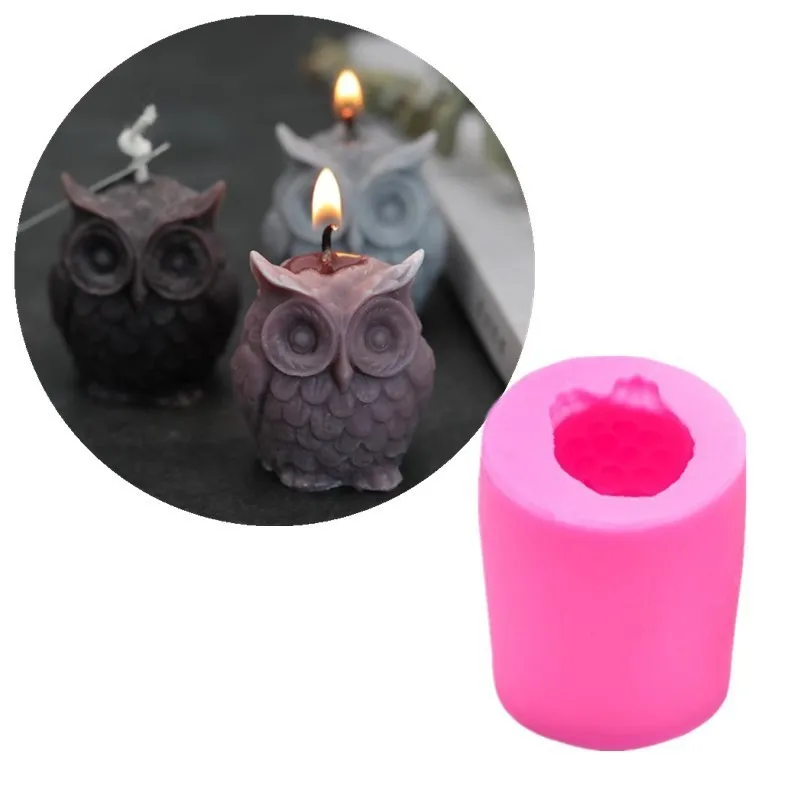 3D OWL SILICONE CANDLE DIY HANDMADE HARS MOLMEN VOOR Gips Wax Mold Soap Making Cakes Kit 220711