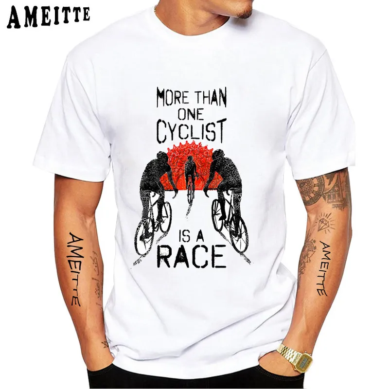 Fixed Gear Bicycle Cyclist Målning Tshirt Summer Men Short Sleeve Road Bike Sport Lover White Casual Boy Tees Vintage Tops 220607