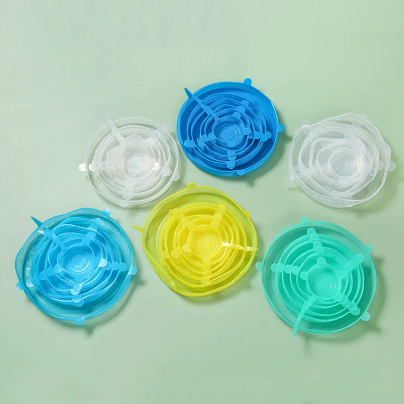 Silicone Fresh Cover Food Grade Stretchable Fresh Lid Round Fruits Drink Wrap Seal Lids Reusable Kitchen Tools BH6483 TYJ