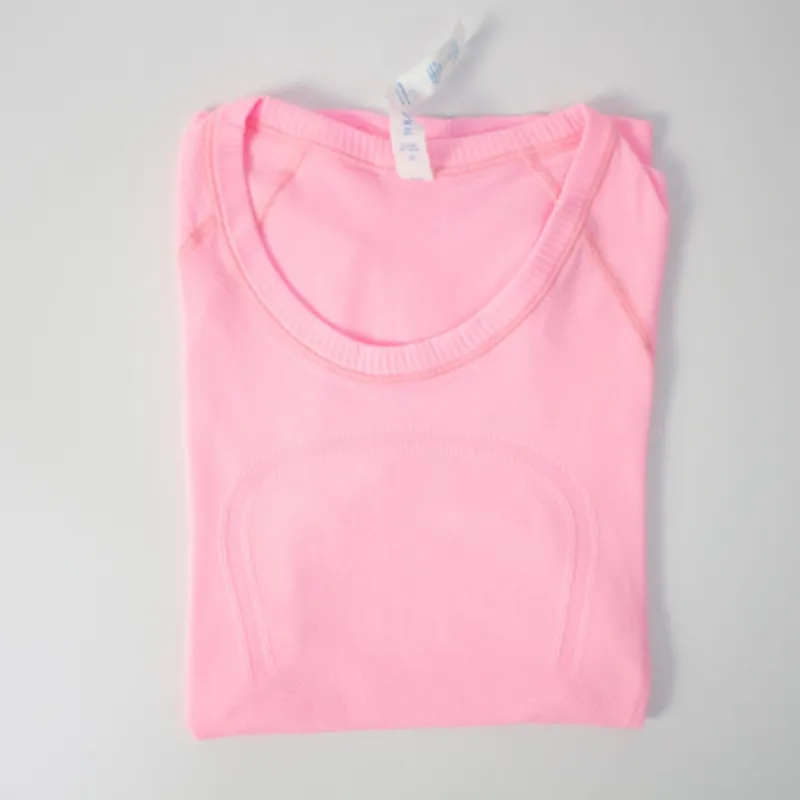 Lu-088 NWT Women's Sports T-shirt Fitness Clothing Woman Short Sleeve Workout Shirts Gym Tops Active Wear Yoga Clothes Ladies good top