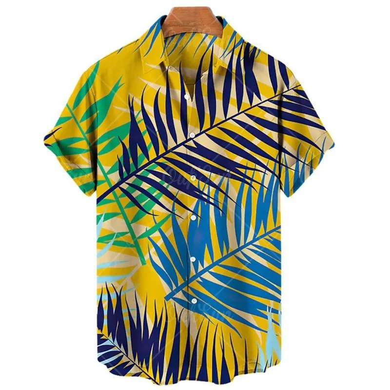 Été Hommes Chemises Hawaïennes Noix De Coco 3D Imprimer Casual Polyester Boutonné Plage Vacances Aloha Chemise À Manches Courtes Taille UE 220607