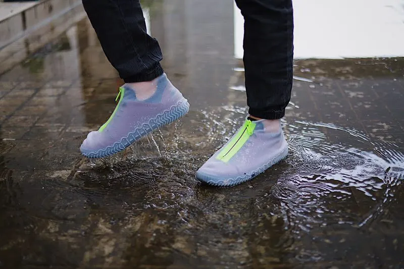 Водонепроницаемые силиконовые туфли крышки с застежкой-молнией, не скользящими для мытья устойчивые к дождевые ботинки, винтажные резиновые унисекс 220427