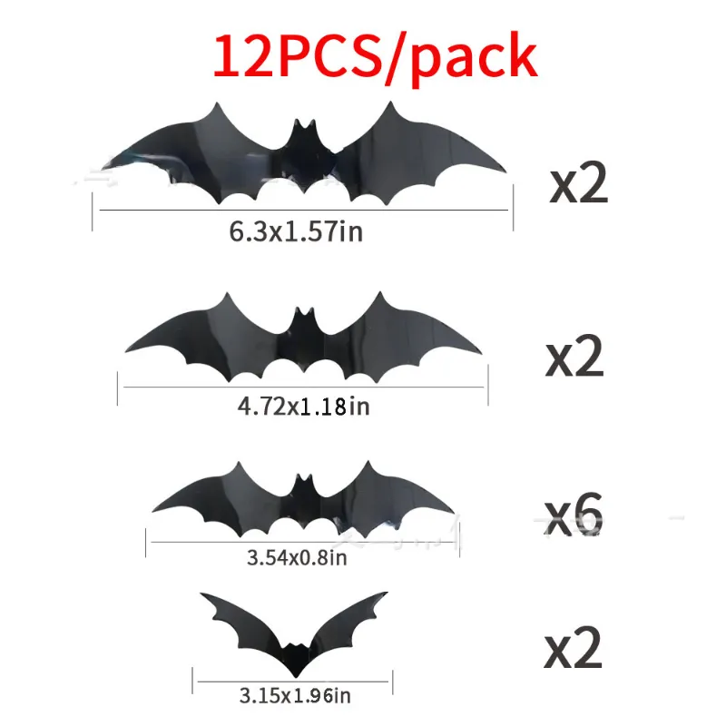 Halloweenowe dekoracje do dekoracji nietoperzy 12 paczek 3D trójwymiarowy nawiedzony dom dekoracji nietoperzy naklejki na ścianę