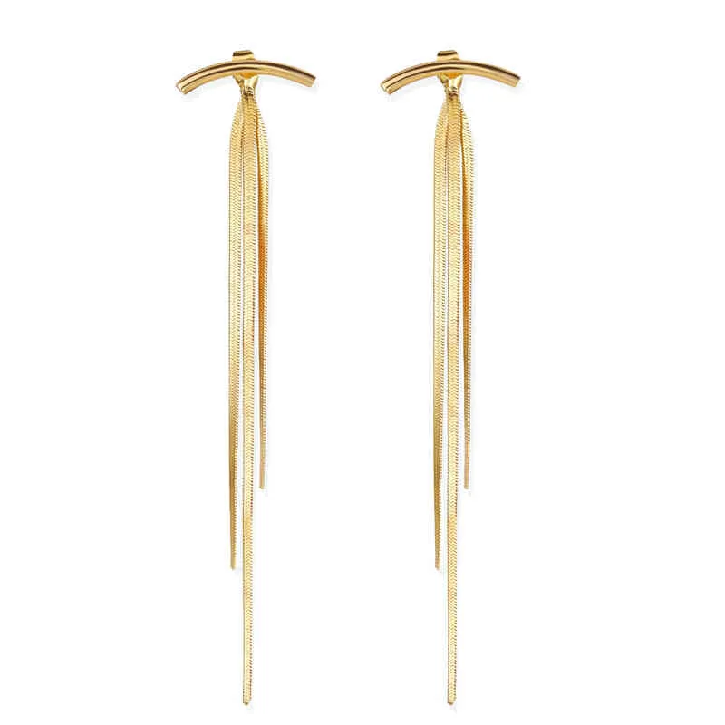 Legering oorrang hanger Creative Simple Bone Tassel Metal Lange oorbellen vrouwelijke accessoires6821976