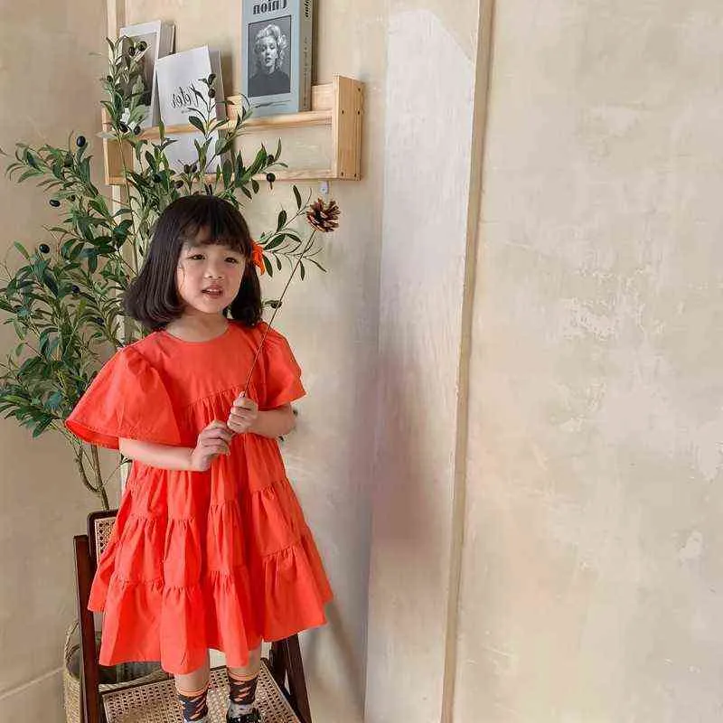 Children Summer Dress 2021 Kids Clothes Girls Ruched Princess Dresses Baby Girl Party Evening Dress Girl Clothing G220518