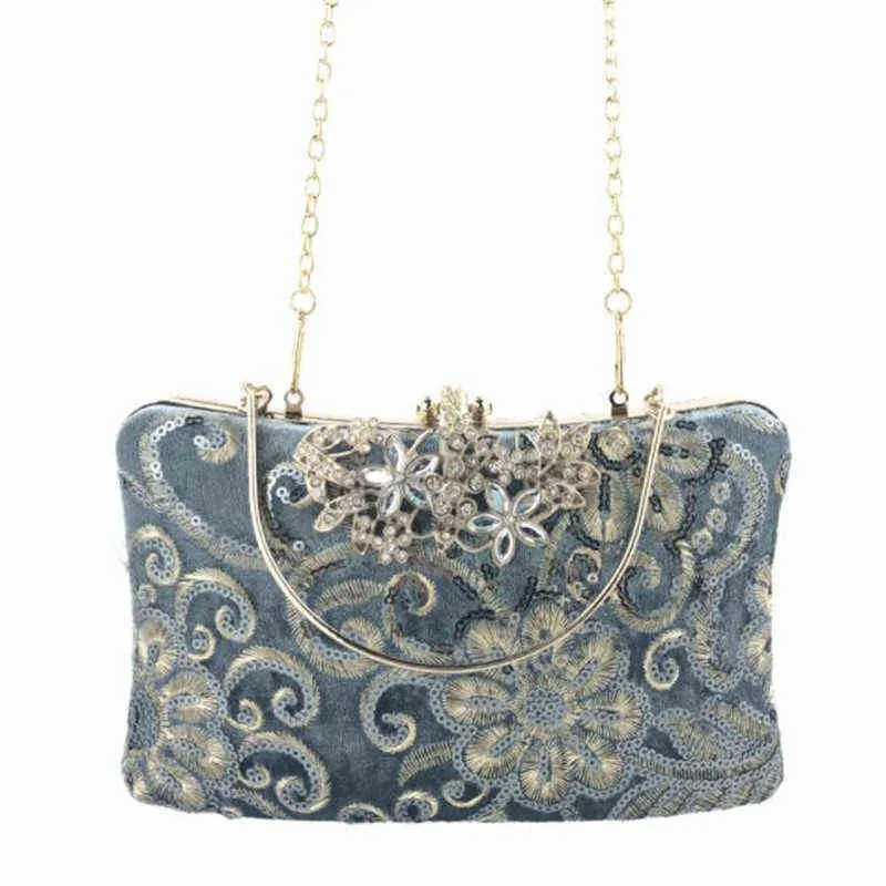 NXY Bolsas de noite Mulheres lantejoulas embreagem Bling Flowers Banquet Cartetas com bordado de corrente Gotada de ombro MN1588 220506