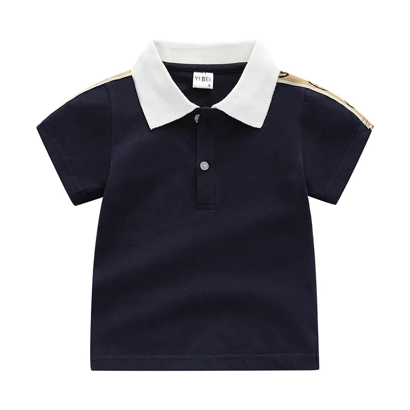 Bahar Bebek Erkek Şerit Rahat T-shirt Moda Tasarımcısı Çocuklar Ekose Yaka Kısa Kollu Tee Gömlek Çocuk Gömlek 1-6 T Tops