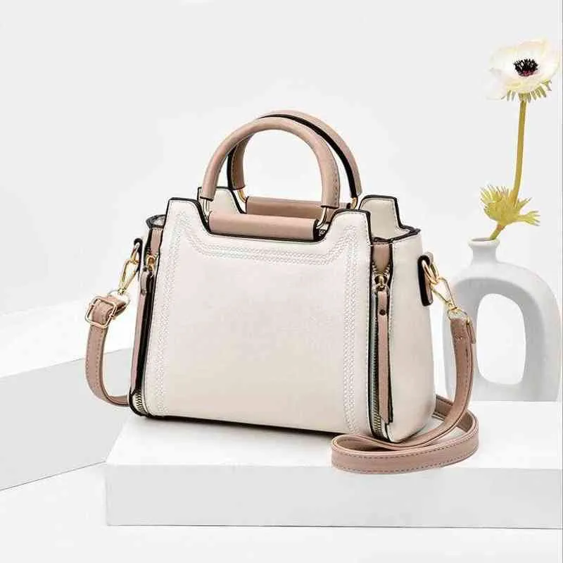Nya läder handväskor mode färg matchande handväska stor kapacitet axelväska mode en axel diagonal liten fyrkantig väska x220331