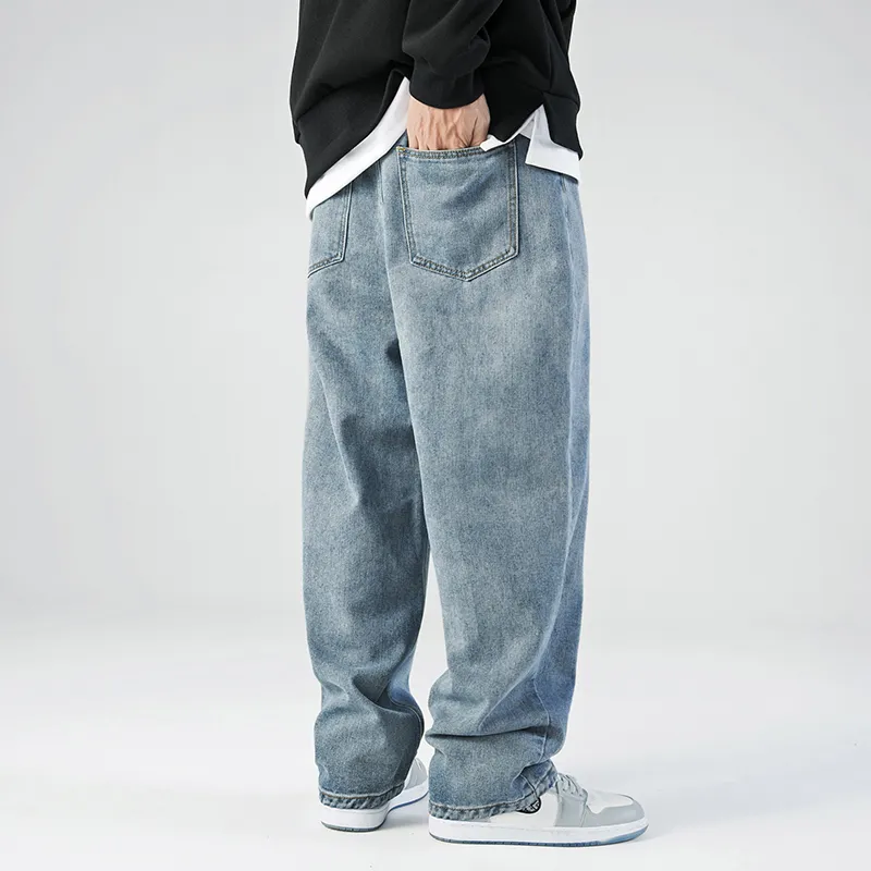 Single Road Hommes Baggy Jeans Mode Surdimensionné Hip Hop Denim Pantalon Homme Streetwear Coréen Pantalon Bleu Pour 220328