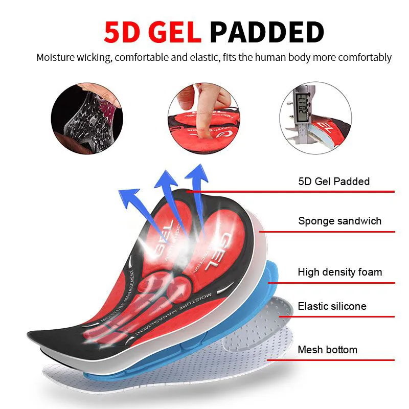 업그레이드 사이클링 반바지 메쉬 속옷 5D 젤 패드 충격 방지 속옷 MTB 자전거 220721