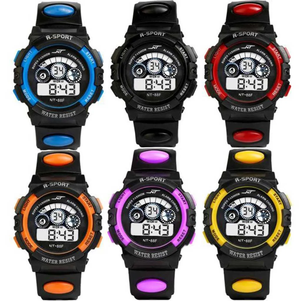 メンズボーイのスポーツウォッチLEDデジタルウォッチメンズガラスダイヤル30m防水シリコンストラップ腕時計アラーム