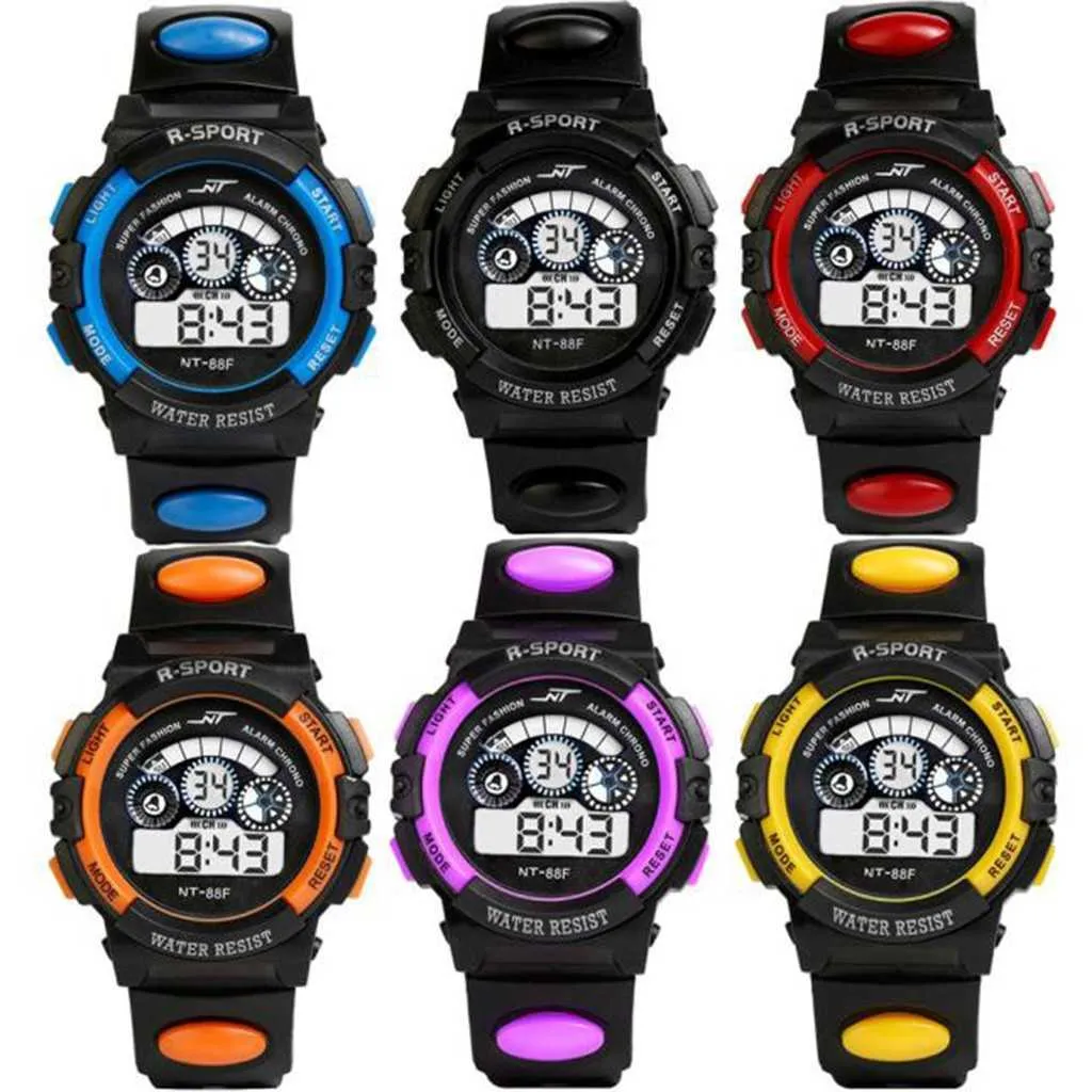 Mens Boy's Sports Uhr LED Digitaluhren Für Männer Glasschieber 30m Wasserdichte Silikonband Armbanduhr Alarm