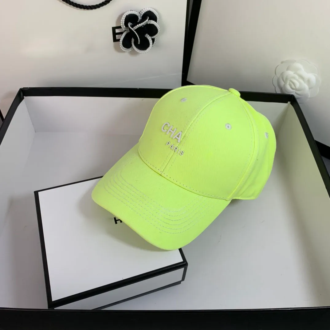 Ball Caps Tasarımcı Casquette Candy Floresan Pamuk Beyzbol Çift Moda Mektubu Sokak Çekim Cap243x