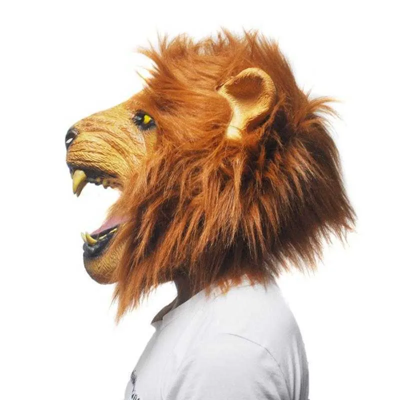 Halloween accessoires adultes en colère lion tête masques animal complet en latex complet mascarade d'anniversaire de fête de fête masque fantaisie habille