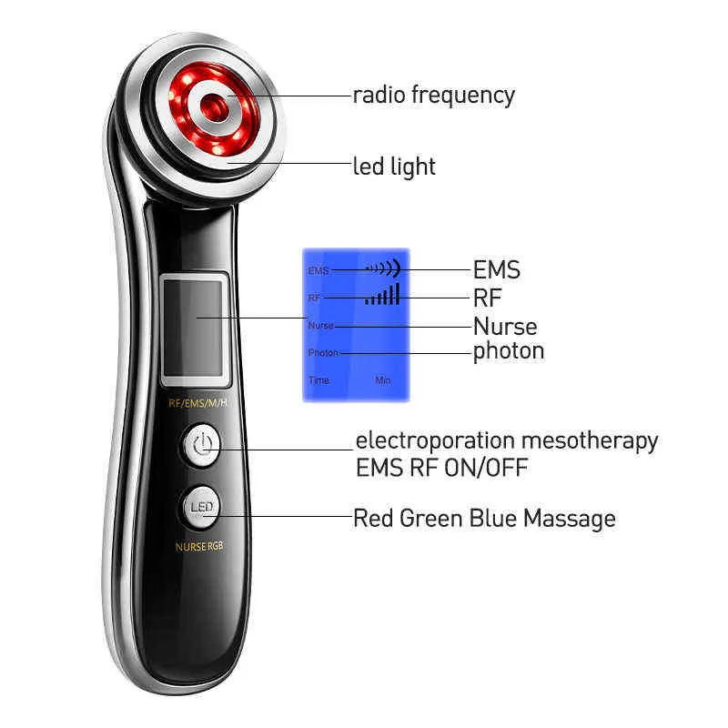 EMS viso LED fotone massaggiatore a vibrazione a radiofrequenza ringiovanimento della pelle lifting rassodante massaggio strumento di bellezza 220513