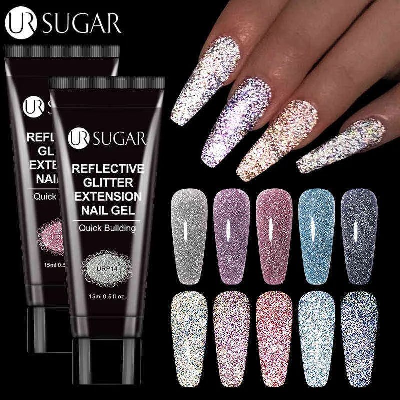 NXY Nail Gel 15ml Reflekterande glitter Akrylförlängning Söt av 3 i 1 Mörk Flashy Art Quick Building Finger Extend 0328