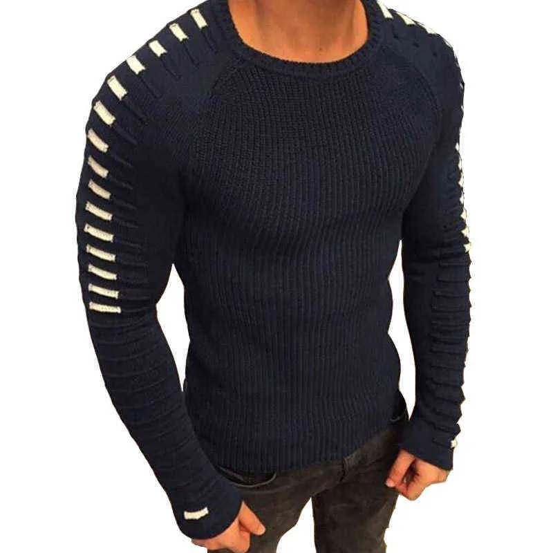 2022 polaire pull hommes pull décontracté à manches longues automne hiver nouveaux hommes solide chandails tricotés Slim Fit mode Streetwear L220704